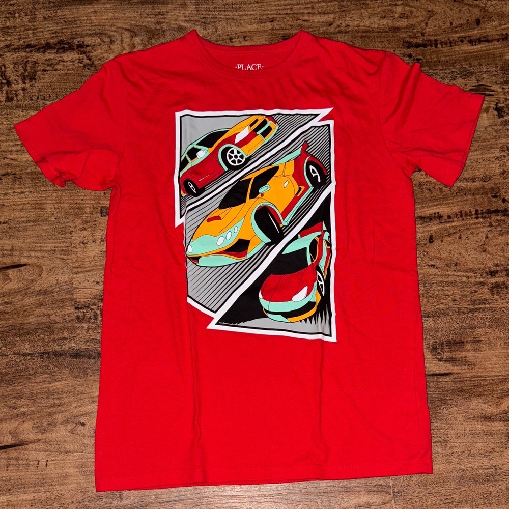 Red Graphic Tee with Cars size boys XL